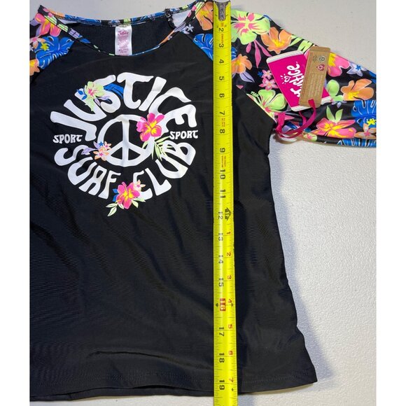 Justice Girls Size XL 16/18 2 piece Rashguard Long Sleeve Floral Sleeves Black M - Picture 7 of 11